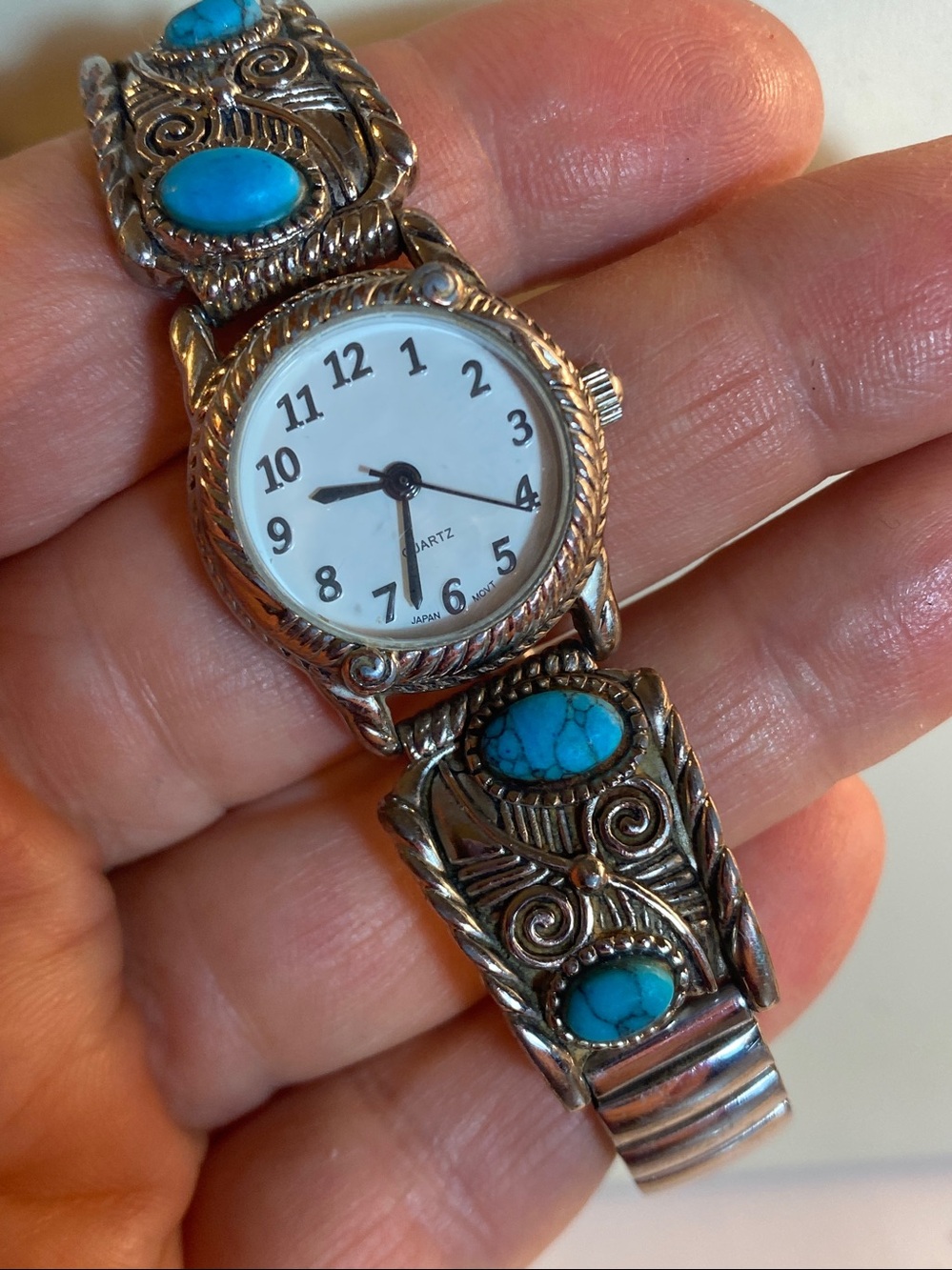 Vintage Southwest Turquoise Style Watch Bracelet - Picture 9 of 10